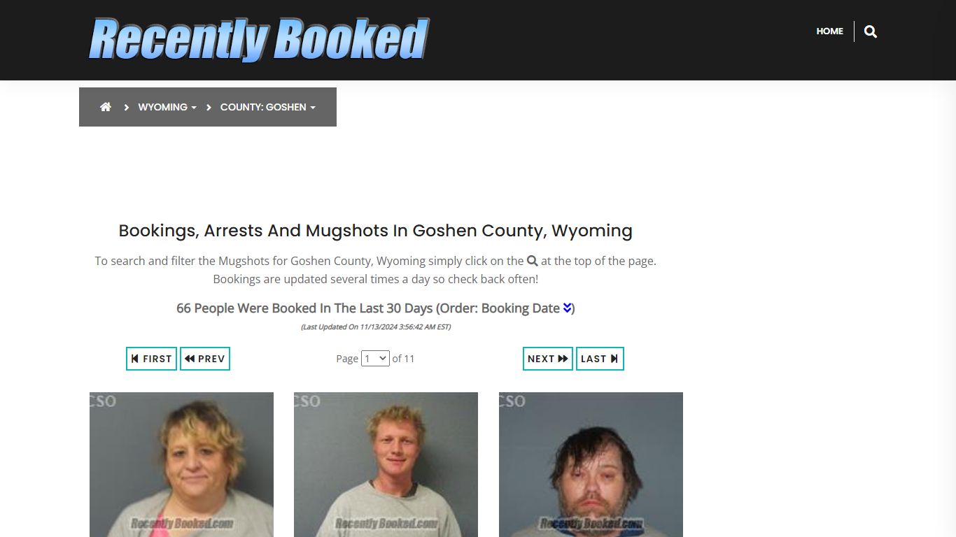 Bookings, Arrests and Mugshots in Goshen County, Wyoming - Recently Booked