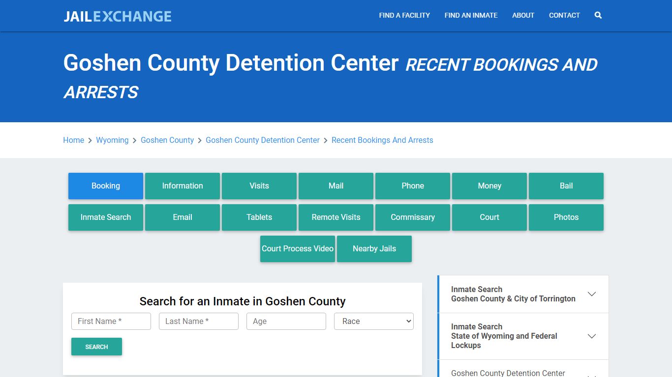 Goshen County Detention Center Recent Bookings And Arrests - Jail Exchange